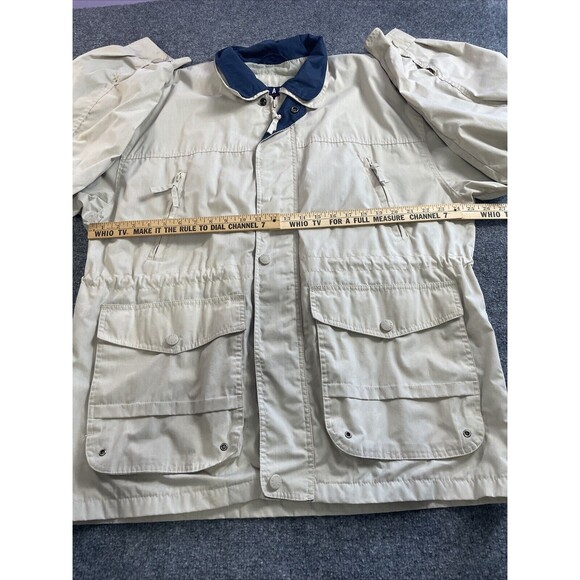 Vintage Trader Bay Chore Jacket Mens Large Beige Windbreaker Pockets Full Zip - Picture 13 of 16